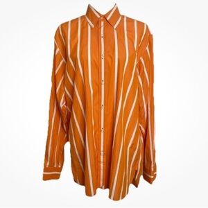 Ralph Lauren PURPLE LABEL long sleeve orange button down shirt Size 16 1…